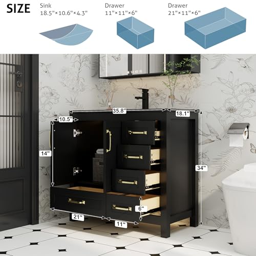 eclife 36" Bathroom Vanities with view 2