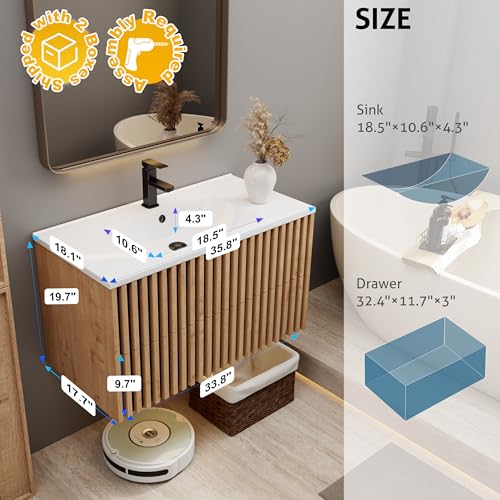 eclife 36" Floating Bathroom Vanity view 2