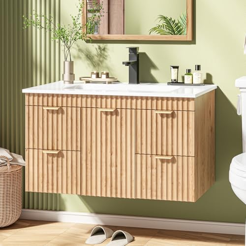 Vabches 30" Fluted Bathroom Vanity