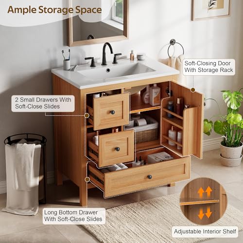 30" Wood Bathroom Vanity Cabinet view 4