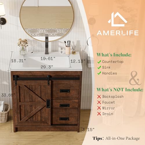 AMERLIFE Sliding Barn Door Bathroom view 2