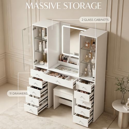 Yanosaku Vanity Desk with Mirror view 2