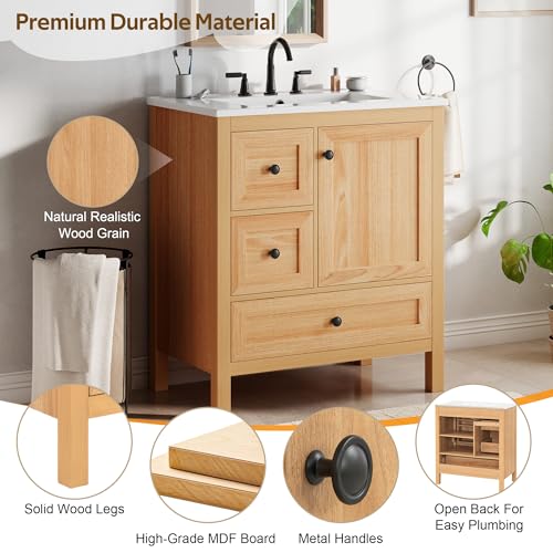 30" Wood Bathroom Vanity Cabinet view 5