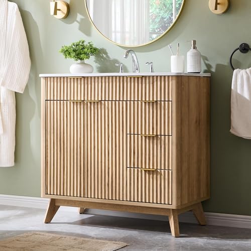 T4TREAM 36" Fluted Bathroom Vanity