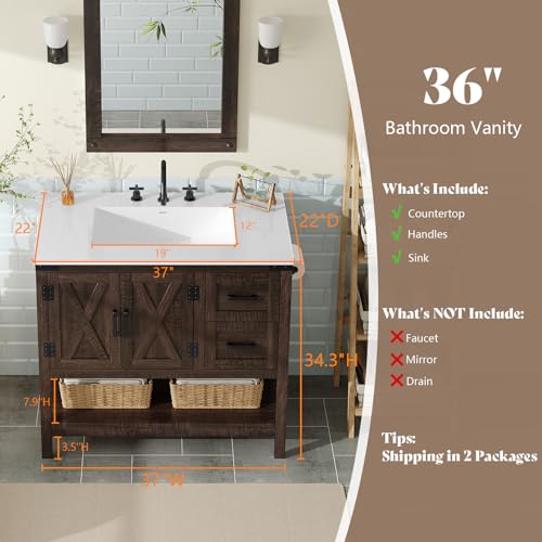 AMERLIFE 36" Farmhouse Bathroom Vanity view 2