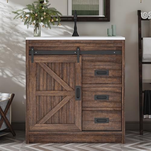 LUXOAK 30" Farmhouse Sliding Barn