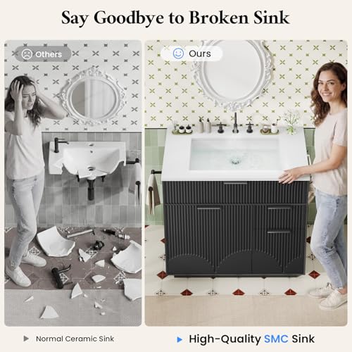 ANGRYWIN 31 Inch Fluted Bathroom view 4