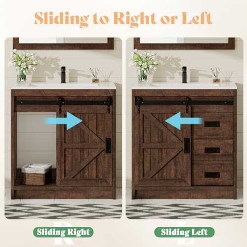 AMERLIFE Sliding Barn Door Bathroom view 4