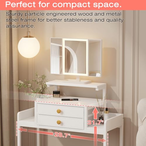 HIGDBFE Vanity Desk with Mirror view 2
