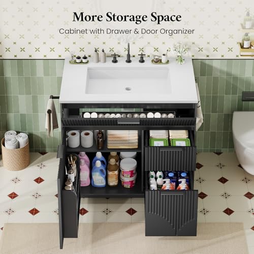 ANGRYWIN 31 Inch Fluted Bathroom view 5
