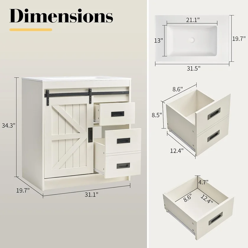 LUXOAK 31 vanity barn door mechanism