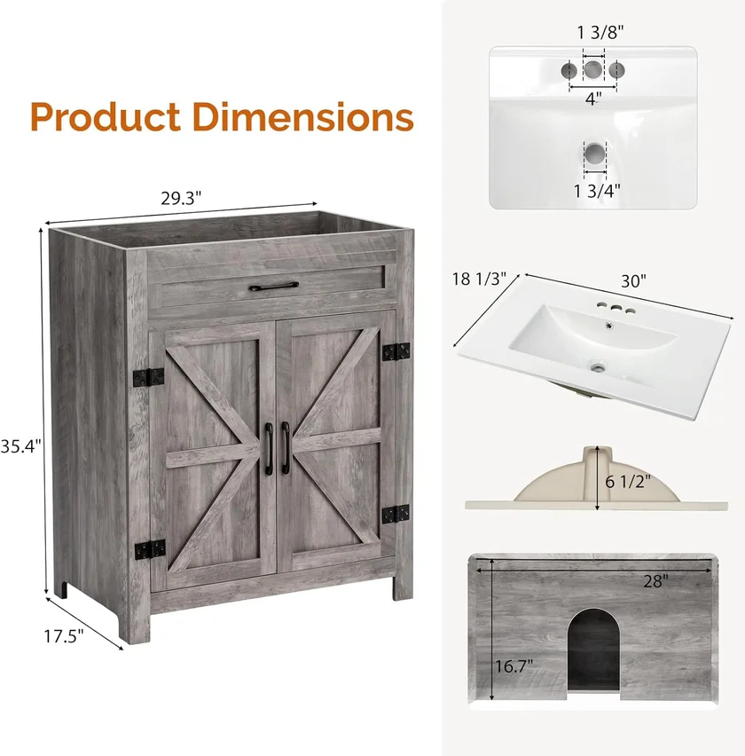 VINGLI 30 vanity open shelf detail