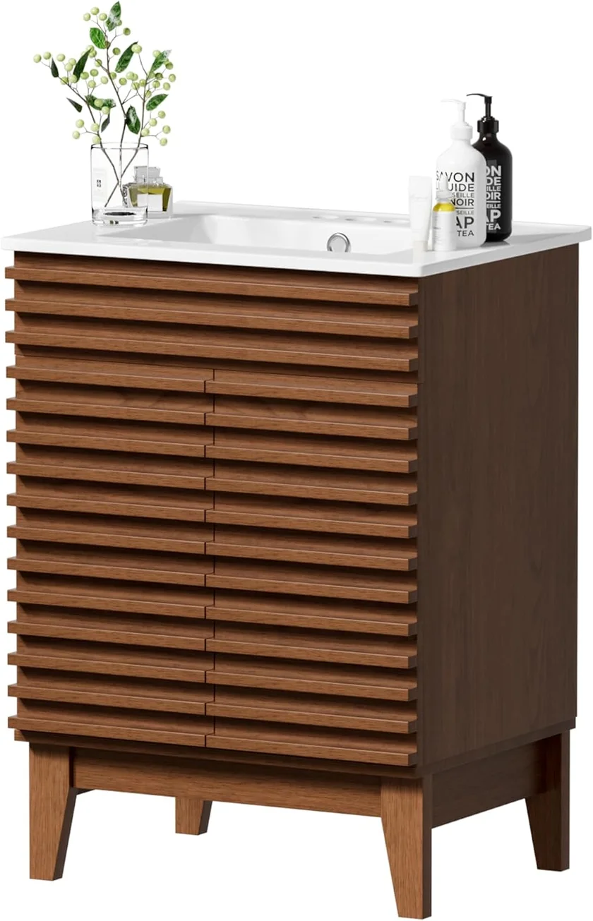 APRILSOUL 24 Inch Mid-Century Bathroom Vanity